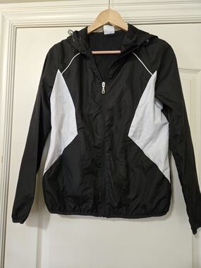 Danskin Now Black And White Windbreaker with Hood